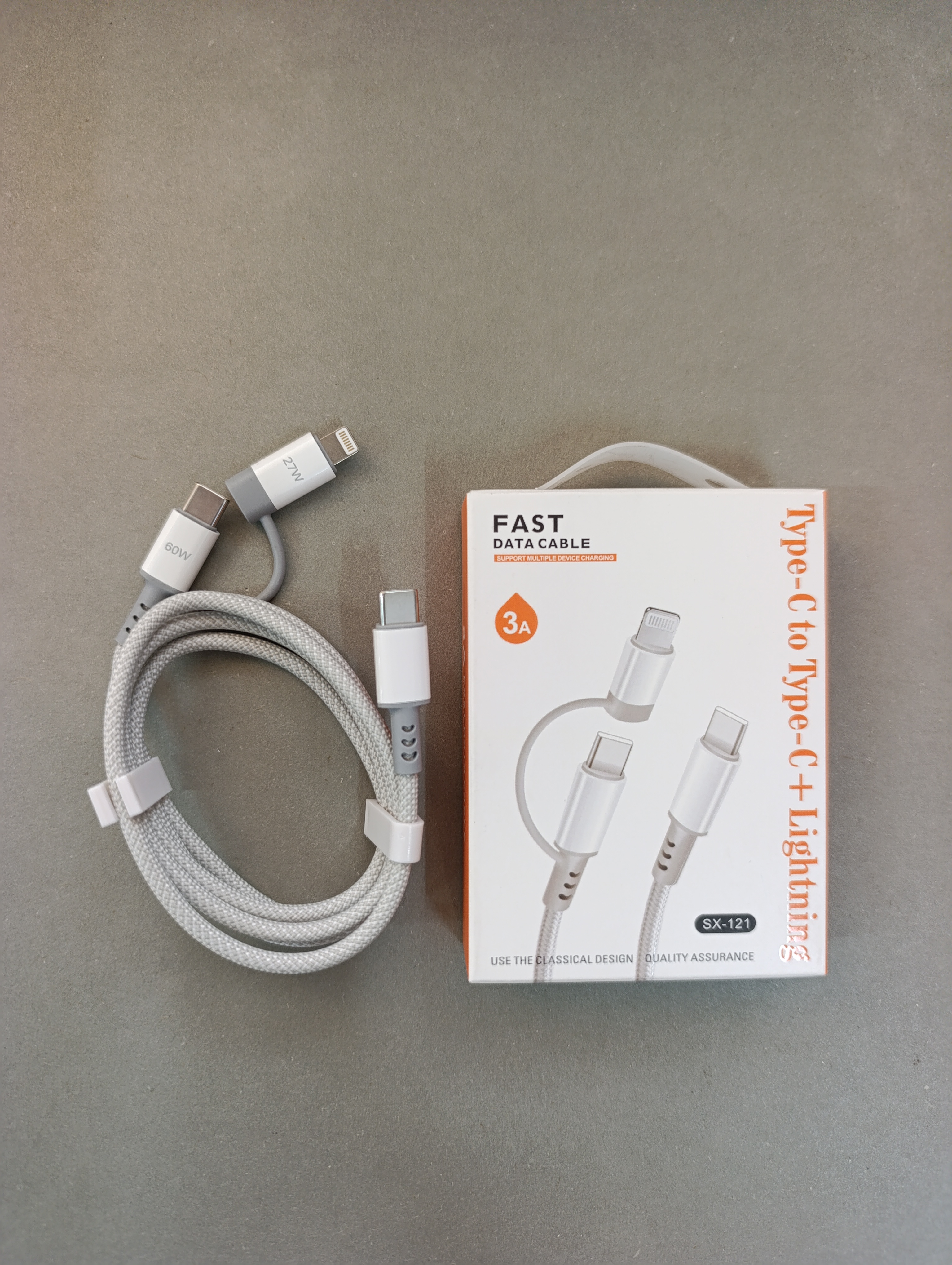 کابل شارژ دوسر TYPE C+ LIGHTING Fastمدل SX-121